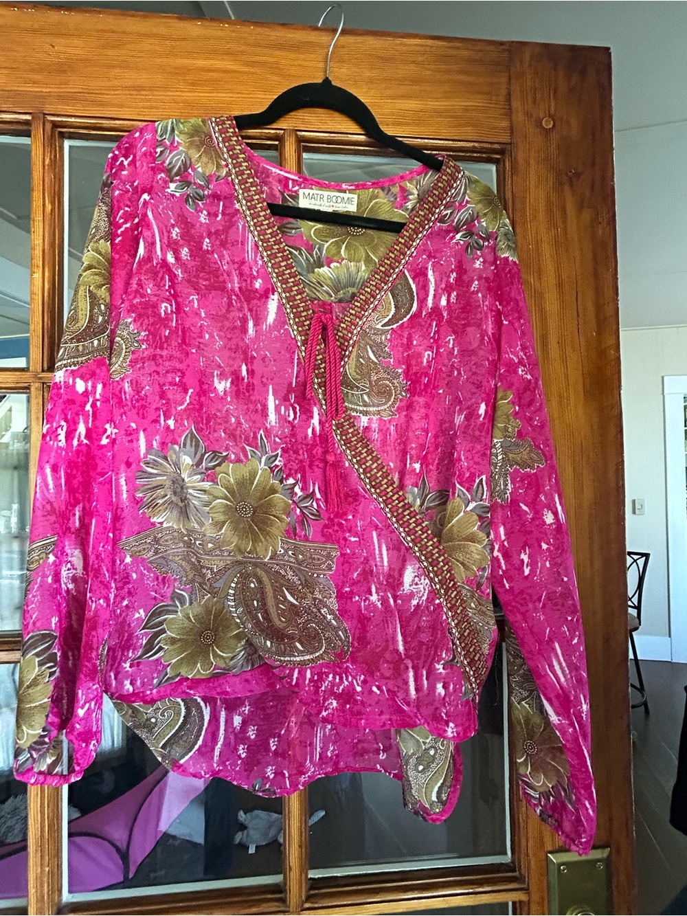 Pink Floral Paisley V-Neck Tunic Top